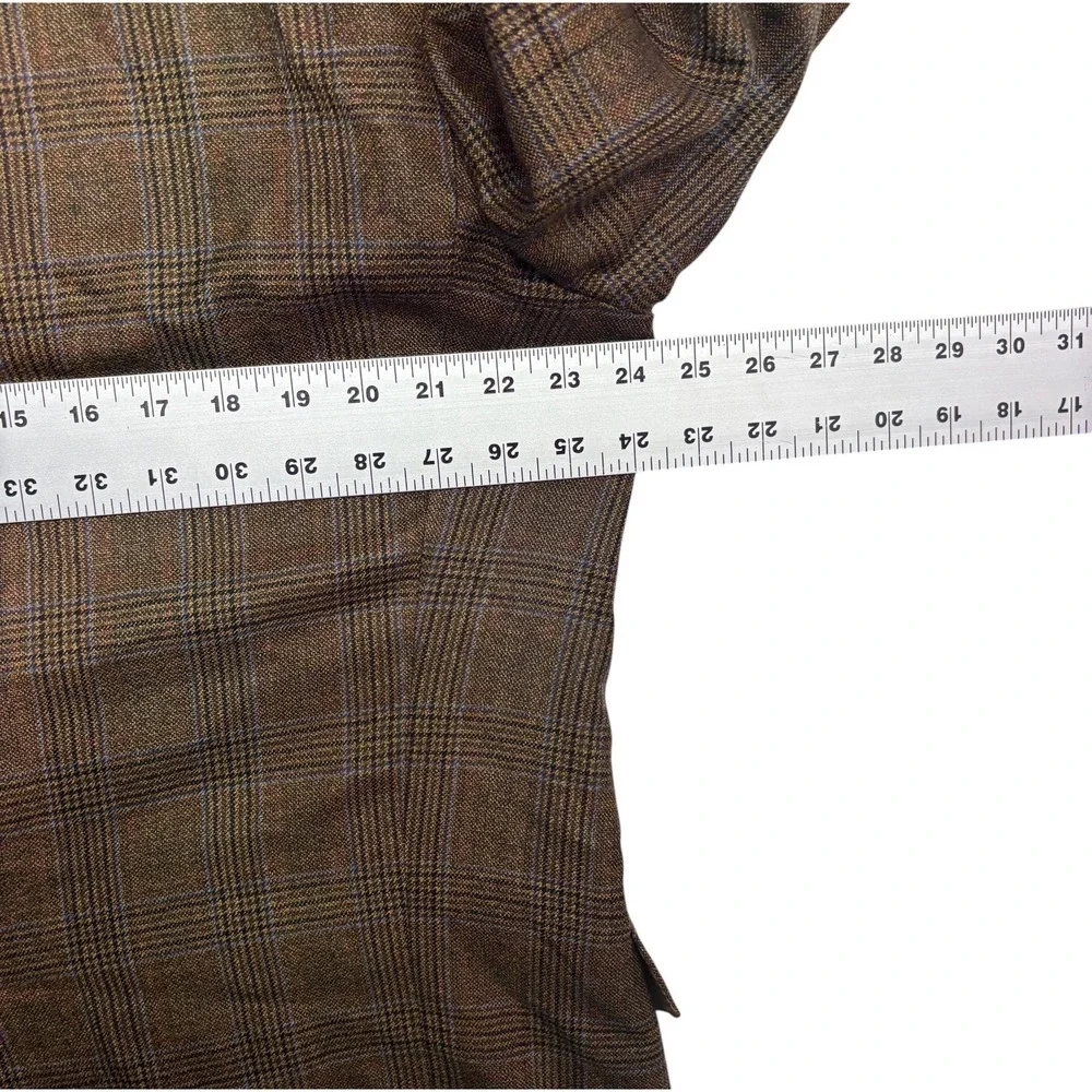 Hart Schaffner Marx 44S Brown Plaid Blazer Jacket Sport Suit Coat Wool USA